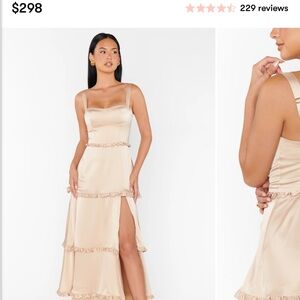 Show Me Your MuMu Champagne Satin Maxi Dress with Ruffle Tiers